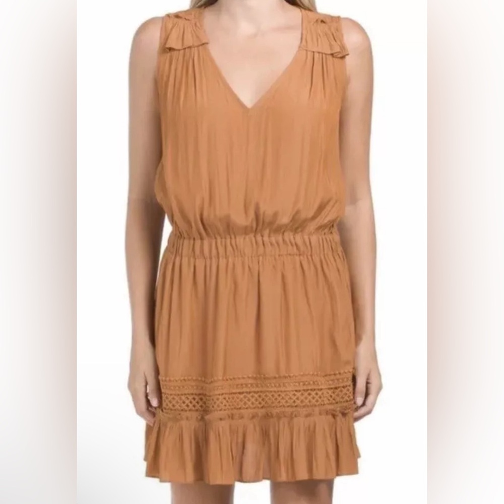 RAMY BROOK CARA DRESS in Light Cognac Brown NEW